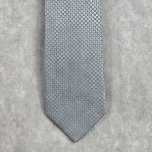 Calvin Klein Gray‎ Silver Geometric Silk Neck Tie Men's